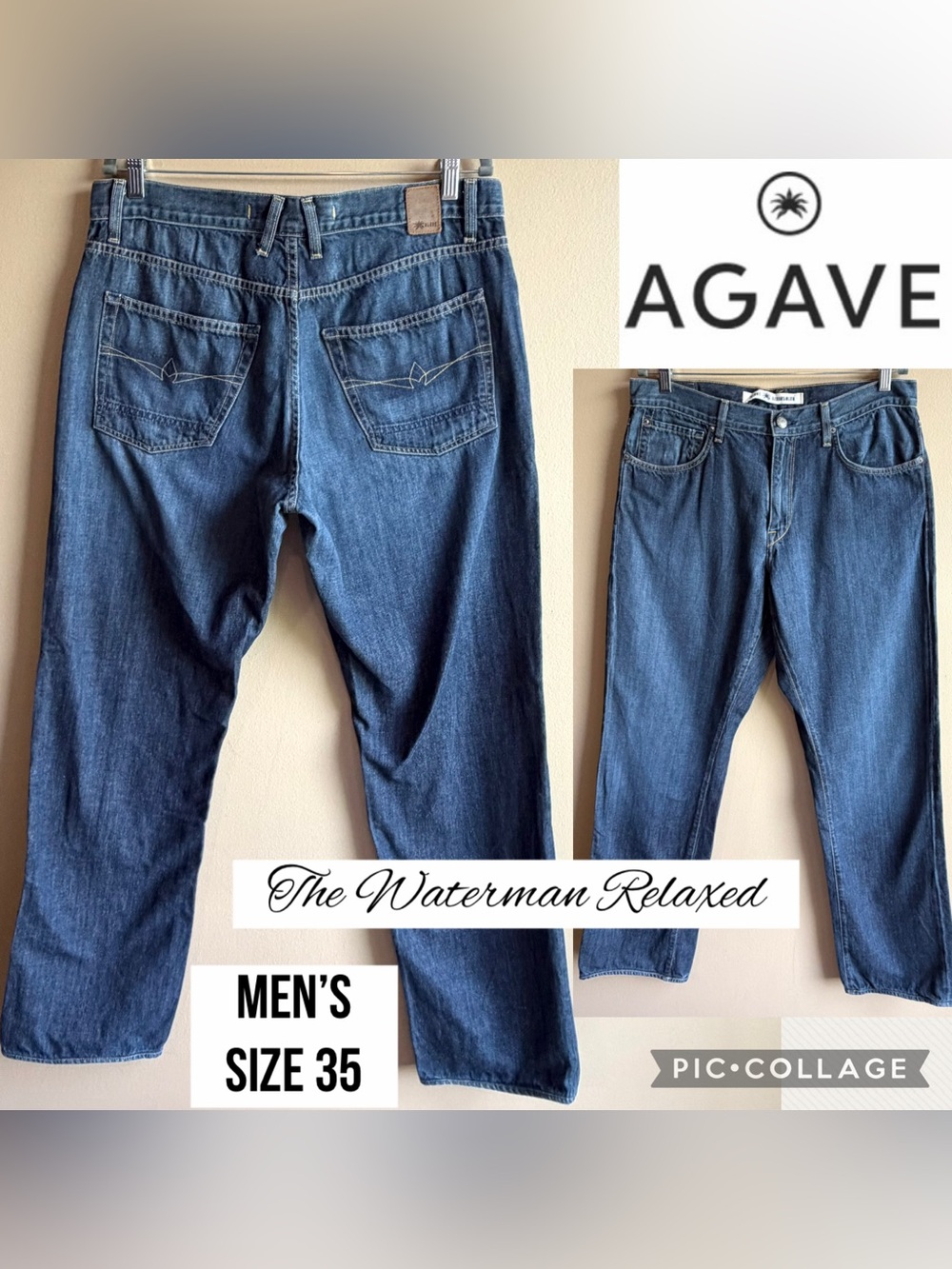 Agave Denimsmith Mens Jeans Waterman Relaxed Fit Straight 7-132 USA Size 35x34